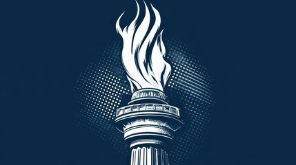 Illustration of a Happy 4th of July Banner design showing an interpretation of a liberty torch