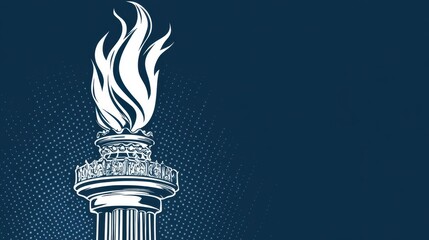 Illustration of a Happy 4th of July Banner design showing an interpretation of a liberty torch