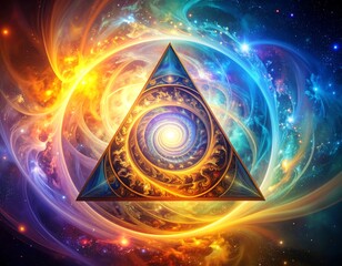 Mystical Illumination: A Triangle Portal to Cosmic Harmony and Dreamy Realities
