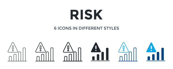 Fototapeta premium Risk Icon In Different Style Vector Illustration. Designed In Thin Line, Regular Line, Bold Line, Glyph, Color Line, And Color Glyph Style Can Be Used For Web