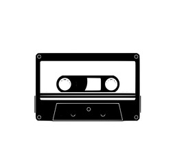 Obraz premium Retro Cassette Tape: A bold monochrome illustration depicts a classic cassette tape, its simple design evoking nostalgic feelings of analog music.