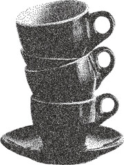 Coffee y2k retro stipple art mug brutalist halftone vector png transparent, cup 2000s photocopy effect tattoo aesthetic