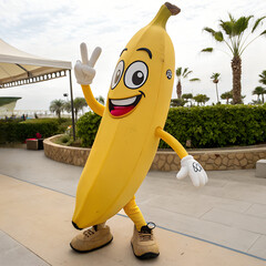 ripe banana characters on the street 3d render craton