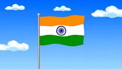 Indian flag waving in a clear sky