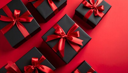 A single red present with a shiny bow sits on a black background, ready for a special holiday celebration