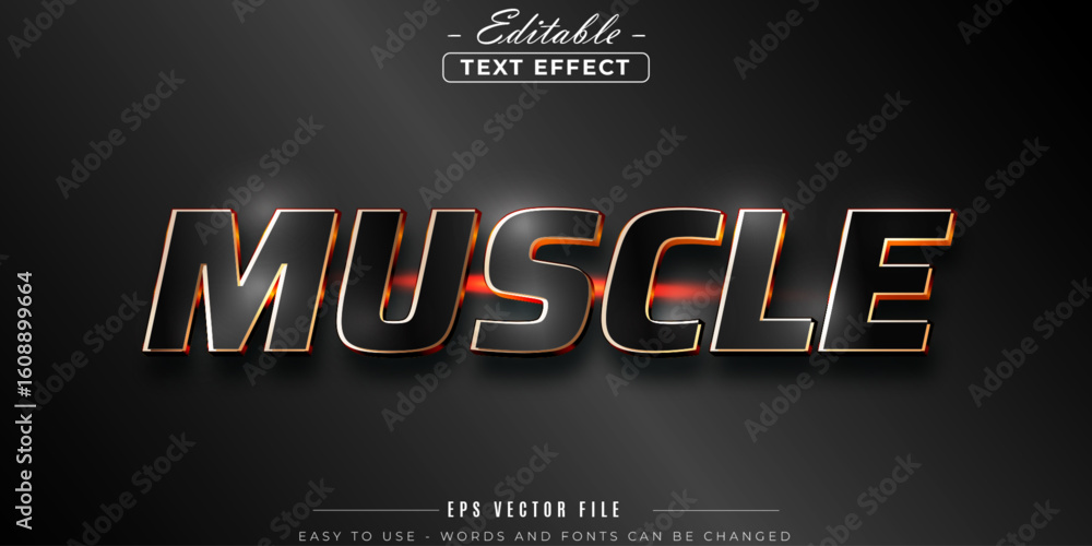 Poster muscle text with neon font, editable text effect.
