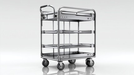 Industrial Stainless Steel Utility Cart with Four Shelves and Casters
