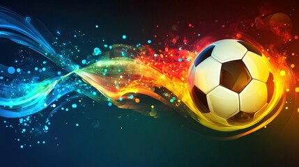 Fototapeta premium soccer ball in fiery abstract design