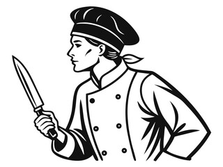 chef with knife illustration