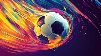 colorful abstract soccer ball artwork