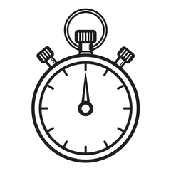 Simple black and white stopwatch illustration representing time measurement and sport activities
