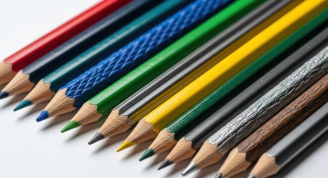 Colorful pencils in a row