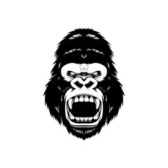 Aggressive Gorilla Head Illustration