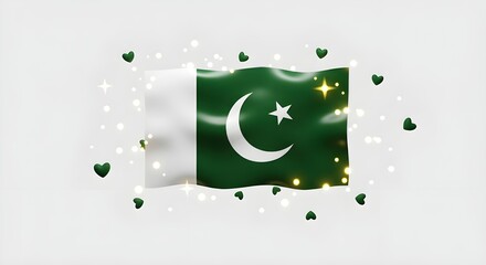 waving flag of pakistan with white background