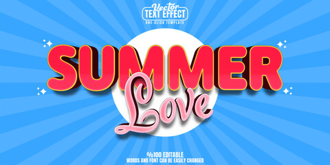 Summer editable text effect, customizable love and beach 3d font style
