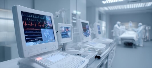 The advanced medical monitoring equipment in a high-tech hospital setting