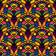 2507029 colorful line scribble scallop pattern, motifs floral hand drawn, scribble style, scallop pattern, design for seamless floral pattern, printing, wrapping, background and craft
