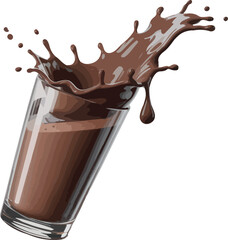 Dramatic Chocolate Milk Splash in a Glass A Delicious and Captivating Still Life Composition, Perfect for Food and Beverage Themes
