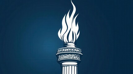 Illustration of a Happy 4th of July Banner design showing an interpretation of a liberty torch