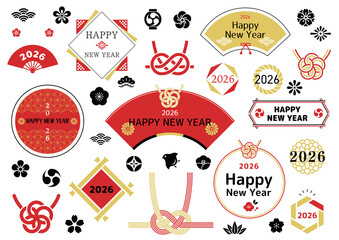 年賀状文字デザイン　文字あしらい 2026年 午年 令和八年