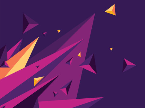 Abstract magnetic triangle vector background with dynamic geometric shapes, modern 3D effect, perfect for tech themes, posters, and digital design, high-resolution editable graphic.