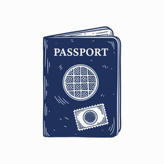 Passport, showcasing global travel and identification document, symbolizes international adventure. This travel passport includes a globe icon and an official stamp,
