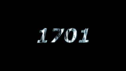 1701 Year Number Text Effect Ice Frost Cold Blue Metallic Chrome Shiny Black Background