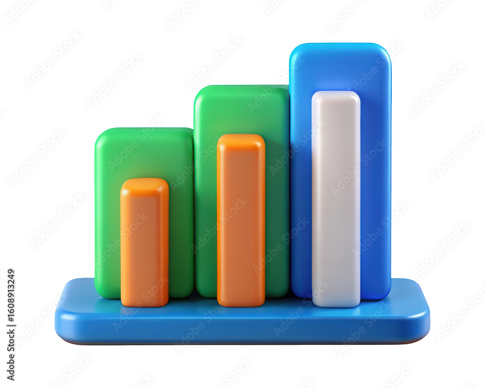 Poster 3d rendering colorful business graph showing progress and growth on background modern design stock i
