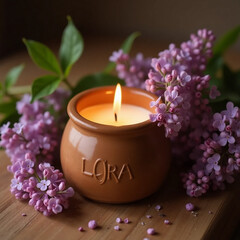spa still life with candles and lavender