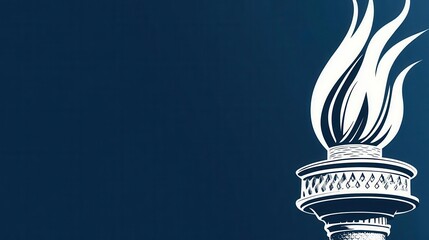 Illustration of a Happy 4th of July Banner design showing an interpretation of a liberty torch