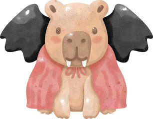 Cute Capybara Halloween Clipart | Kawaii Halloween Animal Illustration