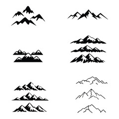 Fototapeta premium Collection of vector mountain icons with directional arrows for web design