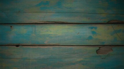 Fototapeta premium Blue - Green Wooden Plank Texture, Rustic Background