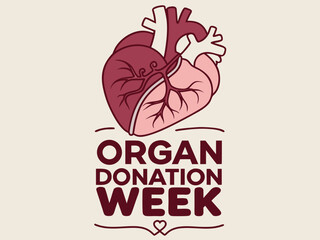 Organ Donation Week graphic illustration with a heart symbol and encouraging message for awareness and support