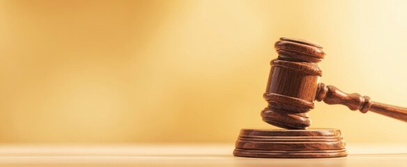 The wooden gavel symbolizing justice and authority in a legal setting.