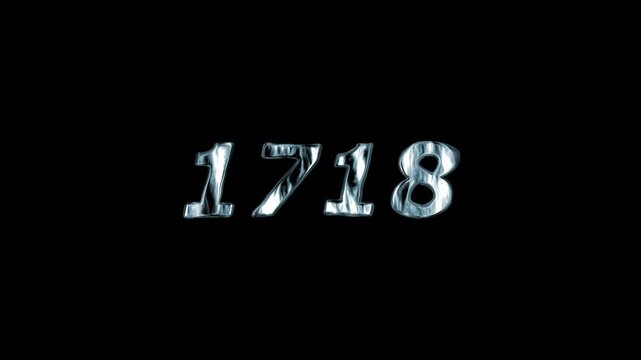 1718 Year Number Ice Effect Chrome Text Black Background Anniversary Celebration