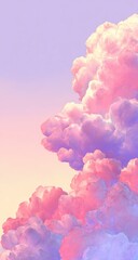 Fototapeta premium Pastel pink and purple clouds fill the sky (1)
