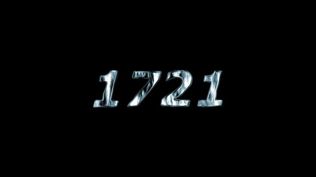 1721 Year Number Ice Texture Chrome Effect Black Background Anniversary Celebration Milestone