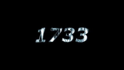 1733 Year Number Metallic Chrome Text Effect Dark Background Animated Number Countdown