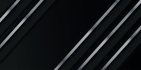 Dark background with shiny metallic silver diagonal lines. Futuristic vector concept for presentations, promotions, banners, websites, covers.