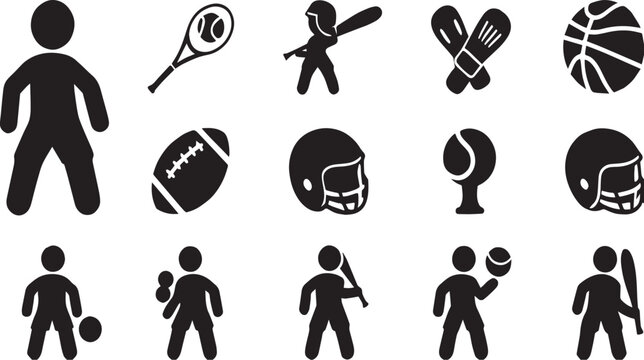 vecter set of sports items silhoutes