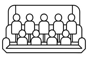 Audience Seating with Figures Coloring Page - Printable Public Seats