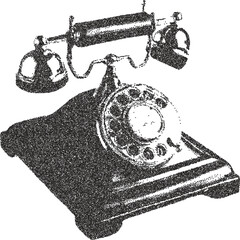 Telephone retro y2k stipple design phone halftone brutalist urban vector png with clear background, dial 2000s photocopy grunge tattoo gen z effect