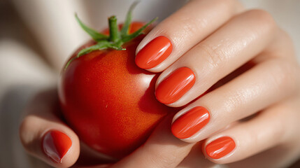 Close-up of Woman's Hands with Elegant Manicure and Vegetable. The focus on detail and natural textures makes it suitable for anything from culinary themes to nail care product advertisements.



