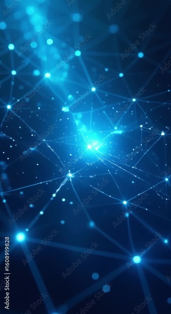 Poster blue background network connected lines dots creating abstract futuristic look background deep blue 