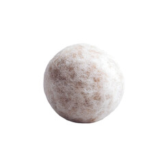 A single textured white round cookie or pastry dusted with powdered sugar isolated on transparent background