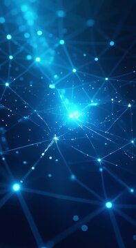 blue background network connected lines dots creating abstract futuristic look background deep blue color wit