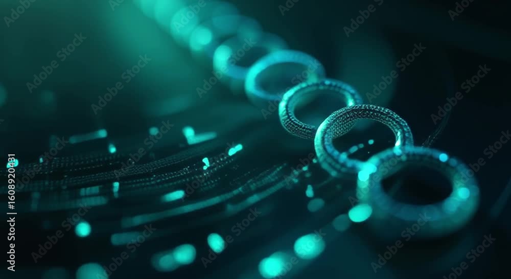 Poster close digital screen blue circles representing concept artificial intelligence circles connected