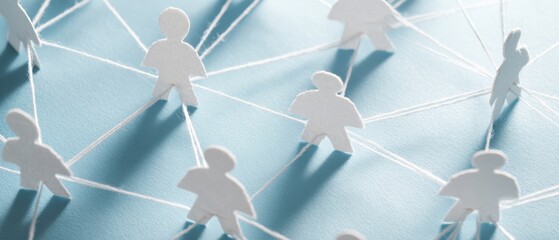 The paper figures interconnected by strings symbolizing unity and collaboration.
