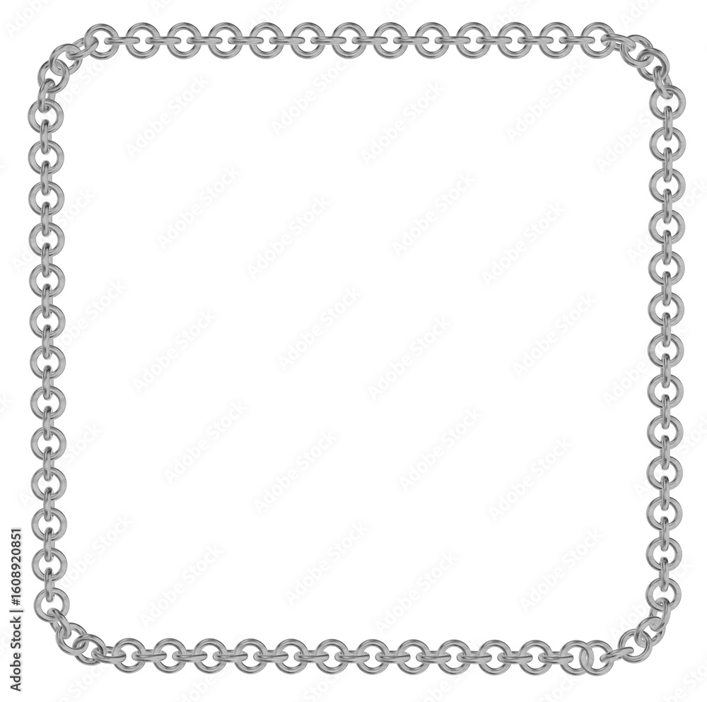 Poster high-resolution 3d illustration of a simple metallic chain forming a clean, contemporary frame. perf